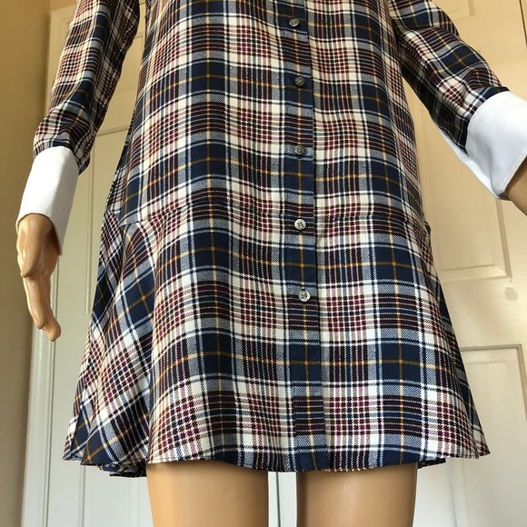 Tory Burch Cora Tartan Plaid Silk Shirtdress - Picture 3 of 16